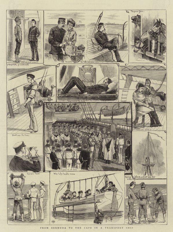 Das Bermudas ao Cabo em um Navio de Transporte (gravura) de English School
