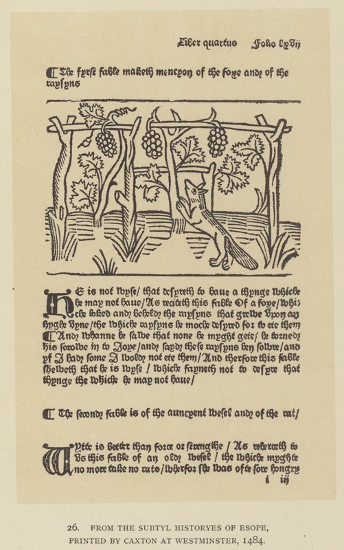 Da História do Subtyl Esope, impresso pela Caxton em Westminster de English School