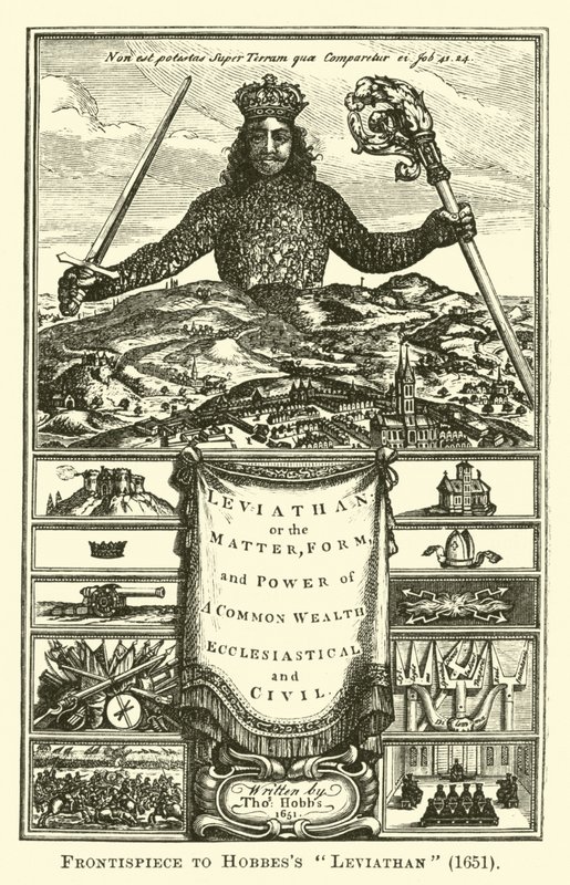 Frontispício de Hobbess Leviathan, 1651 de English School