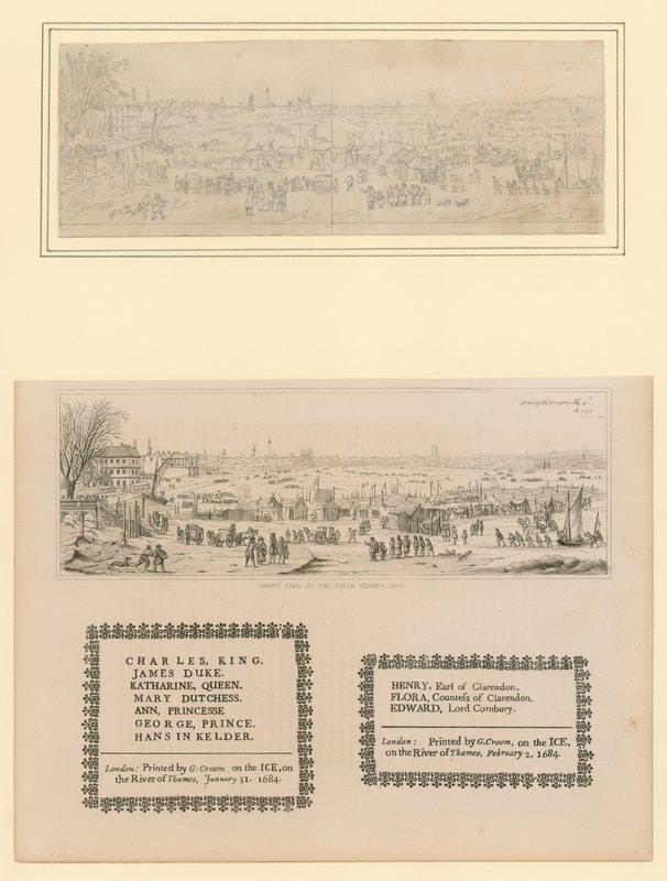 Feira da Geada no Tamisa, Lembrança Impressa para o Rei Carlos II e a Família, 1684 de English School