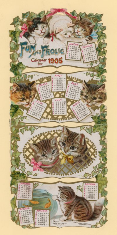 Calendário divertido e divertido para 1905 de English School