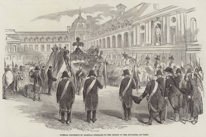 Procissão fúnebre do Marechal Exelmans à Igreja dos Inválidos, em Paris (gravura) de English School