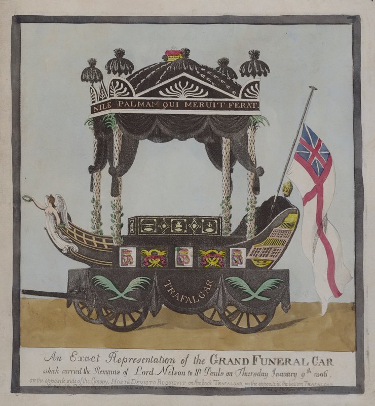 Carro funerário que levou os restos mortais do Almirante Lord Nelson à Catedral de St Paul, Londres de English School