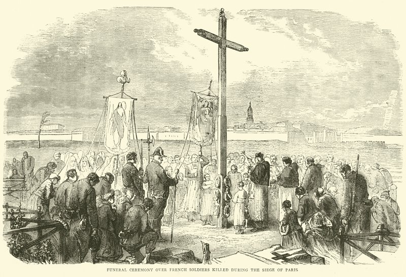 Cerimônia fúnebre sobre soldados franceses mortos durante o cerco de Paris, outubro de 1870 de English School