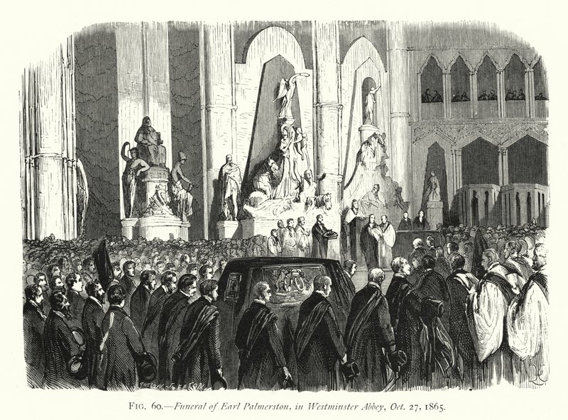 Funeral de Earl Palmerston, na Abadia de Westminster, 27 de Outubro de 1865 (gravura) de English School
