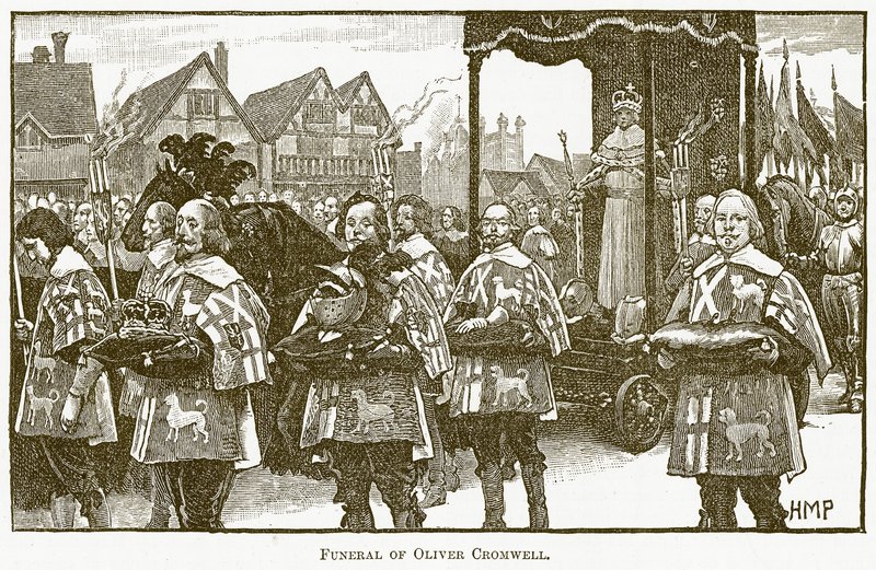 Funeral de Oliver Cromwell, ilustração do novo educador popular, c.1891 de English School