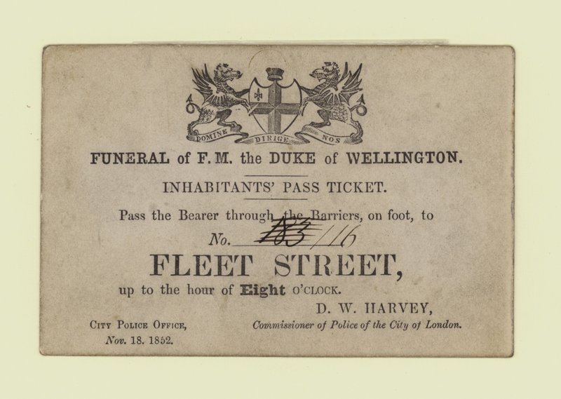 Funeral do Duque de Wellington, Inhabitants Pass Ticket de English School