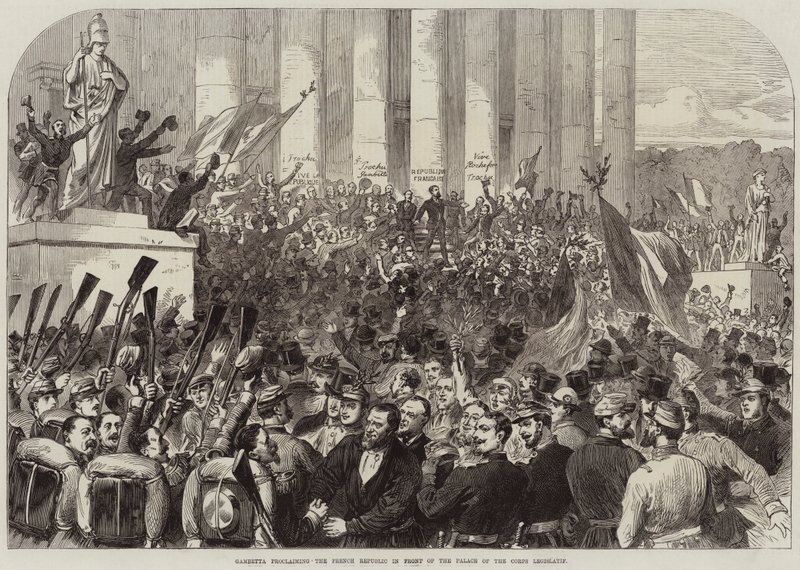 Gambetta proclamando a República Francesa em frente ao Palácio do Corpo Legislatif de English School