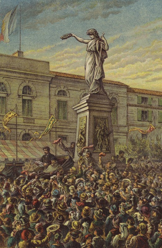 Garibaldi desvelando o Memorial Mentana em Milão de English School