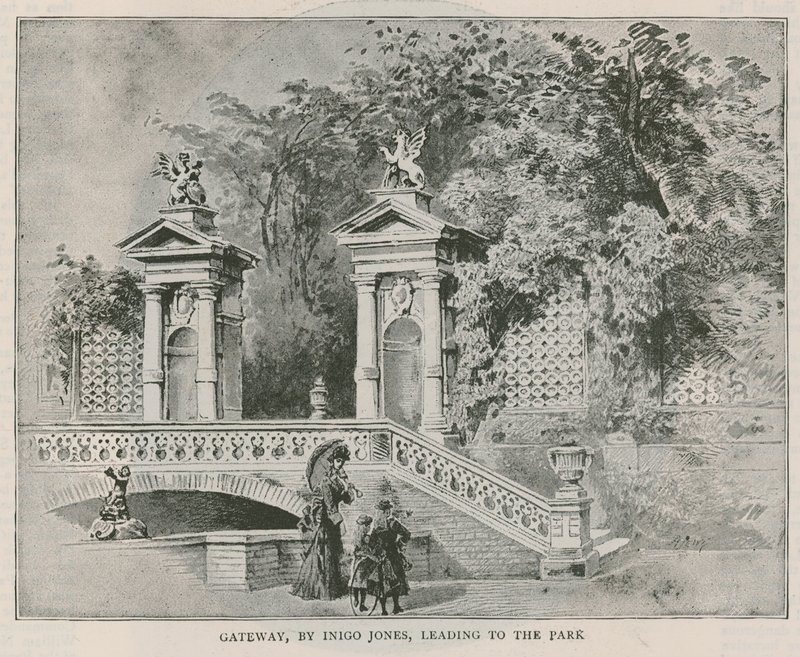 Gateway, de Inigo Jones, que leva ao parque, Holland House de English School