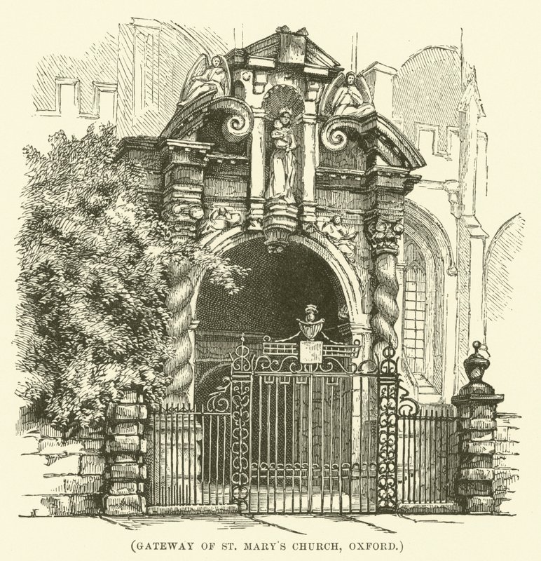 Porta de entrada da Igreja de Santa Maria, Oxford (gravura) de English School