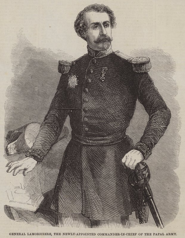 General Lamoriciere, o recém-nomeado Comandante-em-Chefe do Exército Papal (gravura) de English School