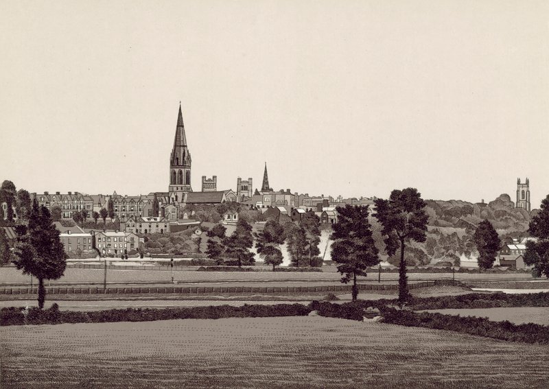 Vista geral de Exeter (litografia) de English School