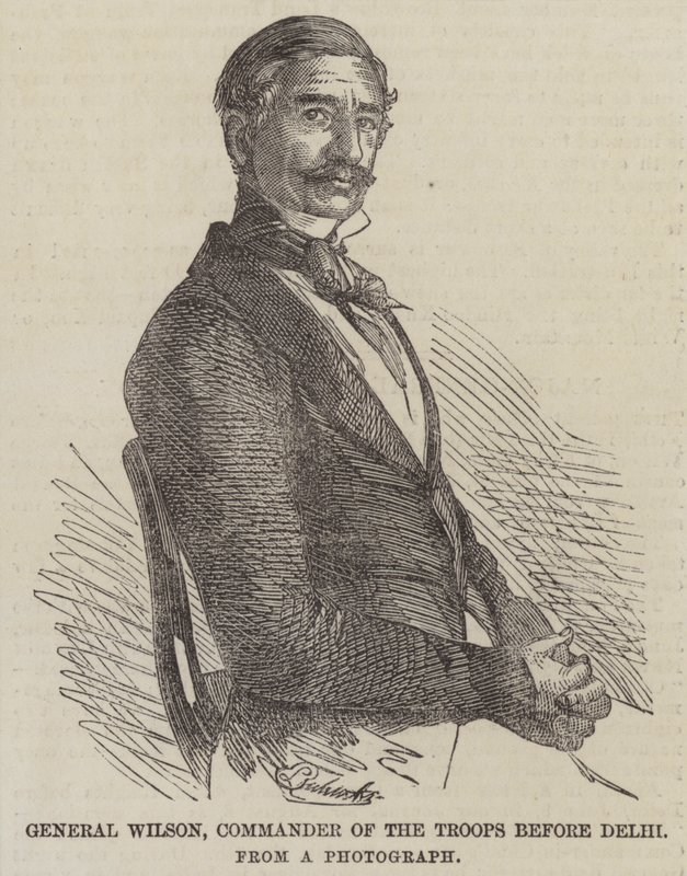 General Wilson, Comandante das Tropas antes de Delhi (gravura) de English School