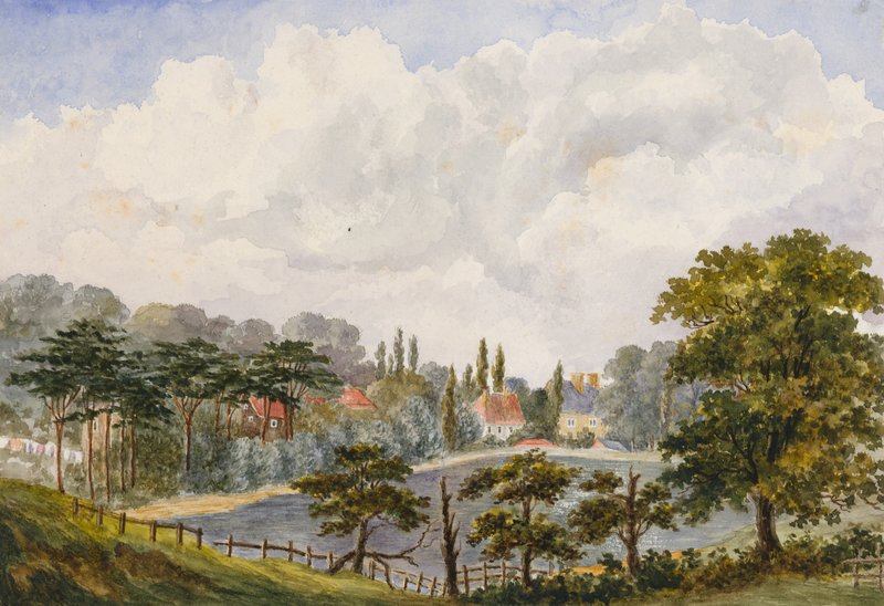 Vista geral da cidade de Kentish (wc no papel) de English School