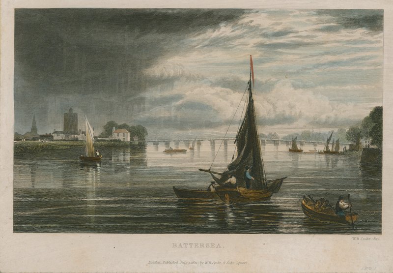 Visão geral, de, barcos, ligado, a, rio thames, em, battersea de English School
