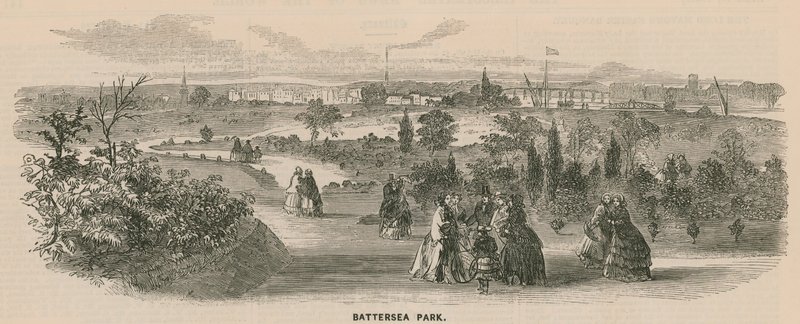 Visão geral de pessoas caminhando no Battersea Park de English School