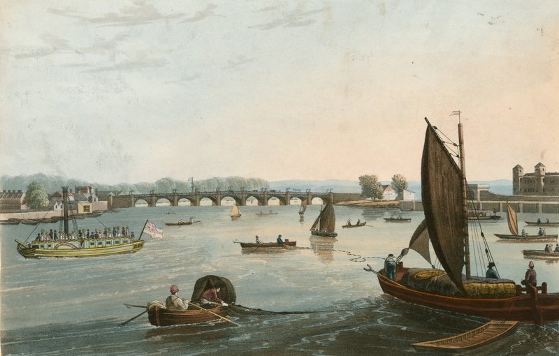 Vista geral da antiga ponte Vauxhall de English School