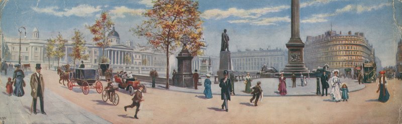 Vista geral do canto sudeste da Trafalgar Square de English School