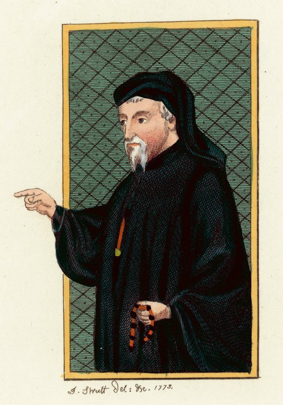 Geoffrey Chaucer (gravura colorida) de English School