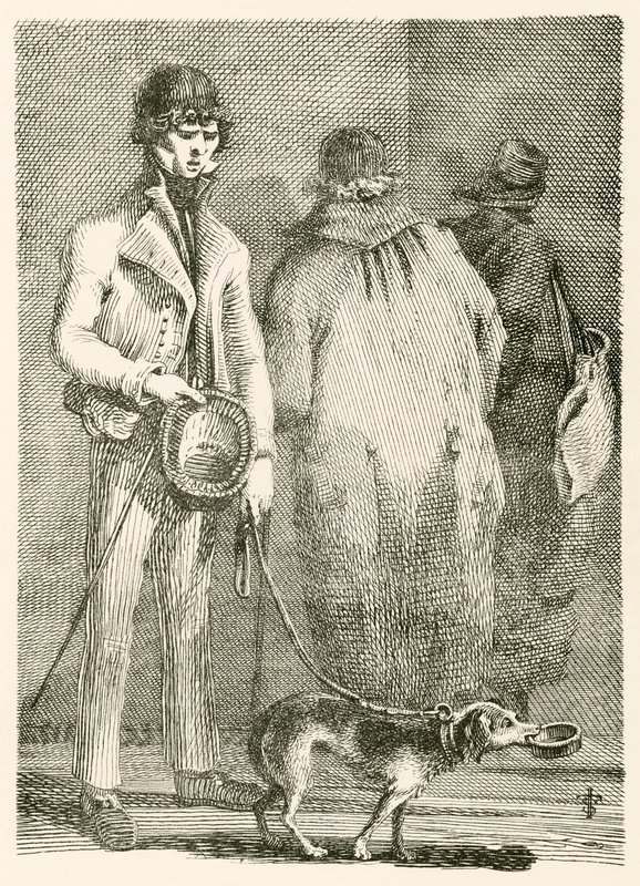George Dyball, um mendigo cego de considerável notoriedade, e seu cão Nelson de English School