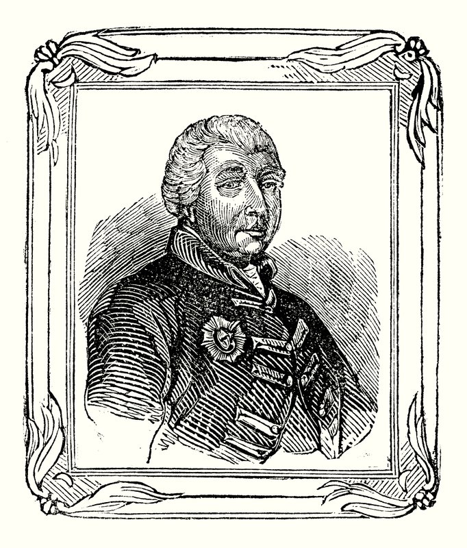 George III, neto de George II nasceu em 1738; foi coroado em 1760; e morreu em 1820 (gravura) de English School