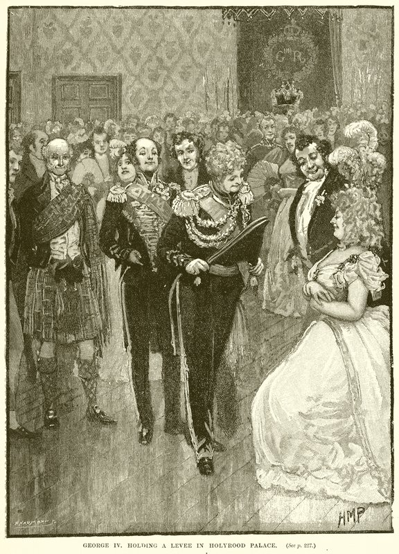 George IV segurando um dique no Palácio de Holyrood de English School