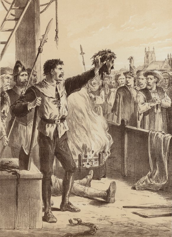 George Swallowell, "Eis a cabeça de um traidor" (litografia) de English School