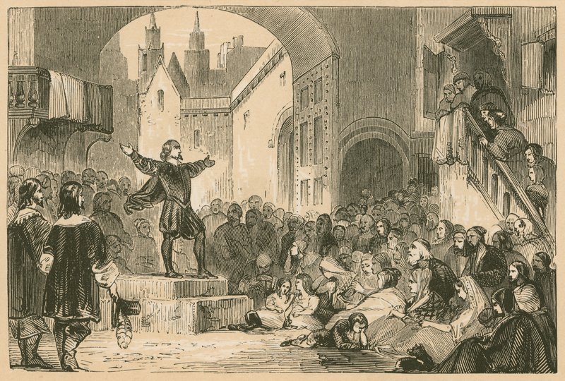 George Wishart pregando em Dundee durante a peste de English School