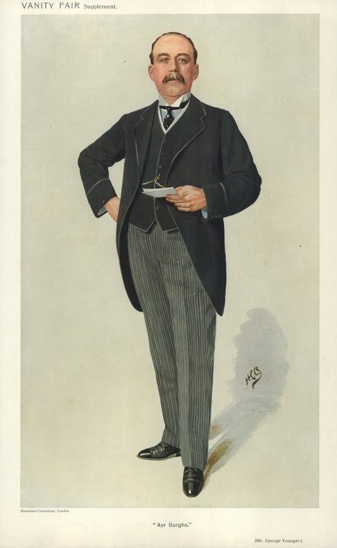 George Younger, Ayr Burghs, 6 de janeiro de 1910, desenho animado da Vanity Fair de English School