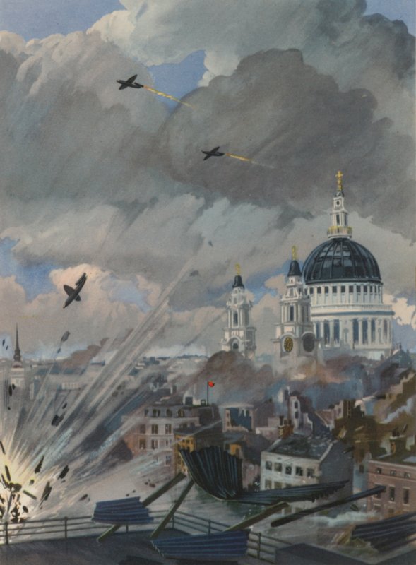 Bombas alemãs V-1 sobrevoando Londres, Segunda Guerra Mundial de English School
