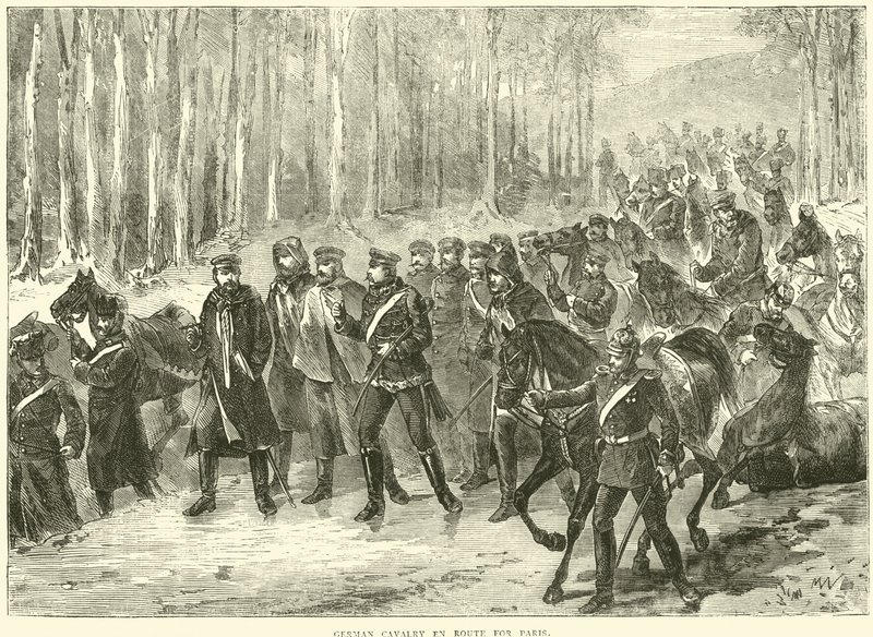 Cavalaria alemã a caminho de Paris, outubro de 1870 de English School