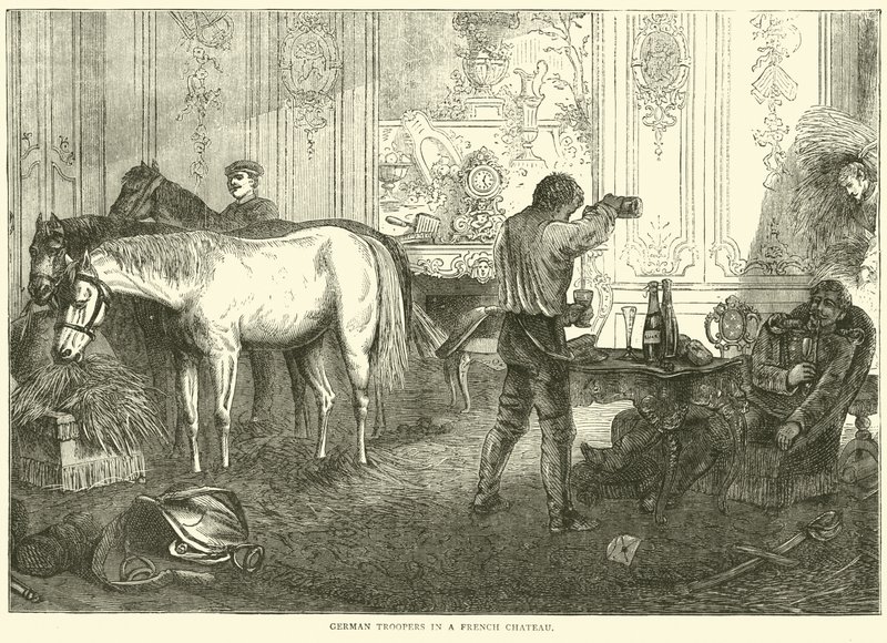 Tropas alemãs em um castelo francês, setembro de 1870 de English School