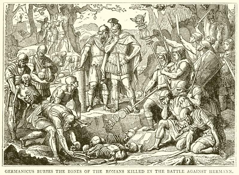Germanicus enterra os ossos dos romanos mortos na batalha contra Hermann de English School