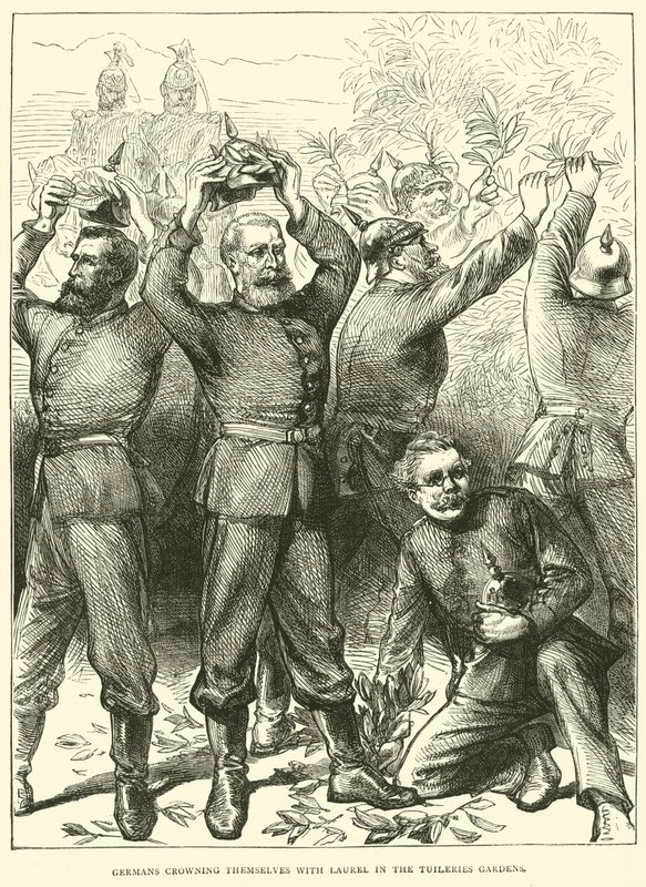 Alemães coroando-se com Laurel nos jardins das Tulherias, em março de 1871 de English School