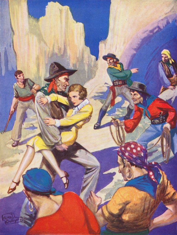 Menina a ser raptada por piratas (cor litho) de English School