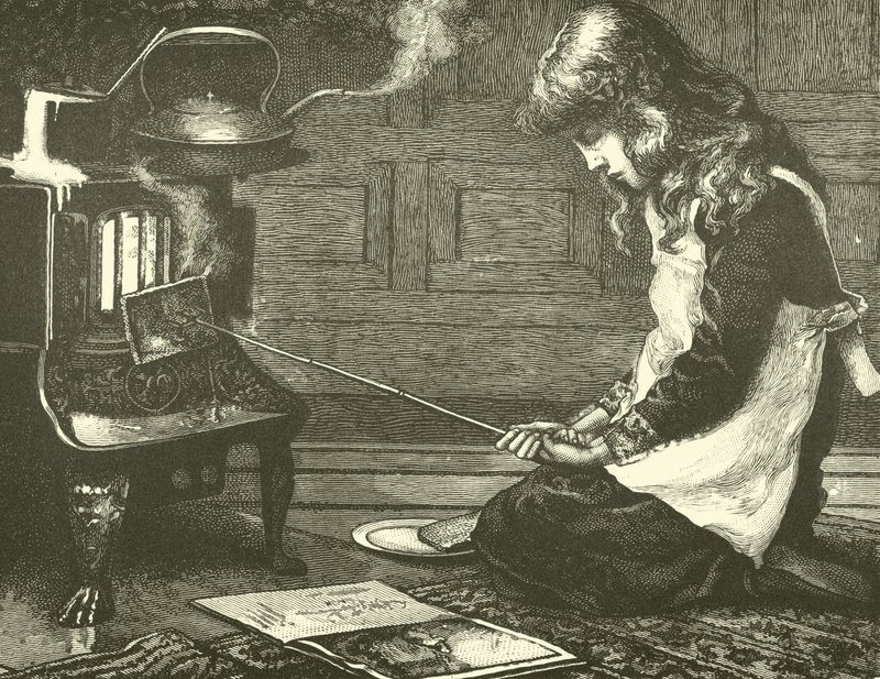 Menina cozinhar torradas no fogão de English School