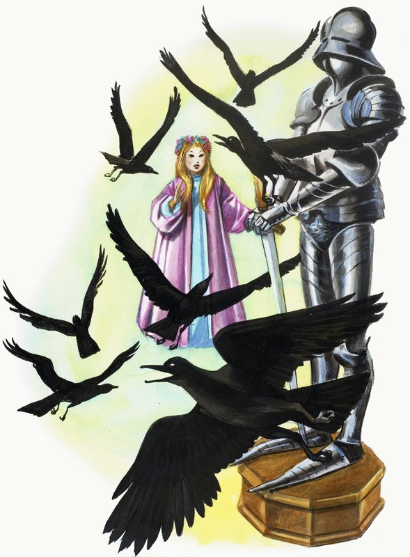 Menina, corvos e armadura de English School
