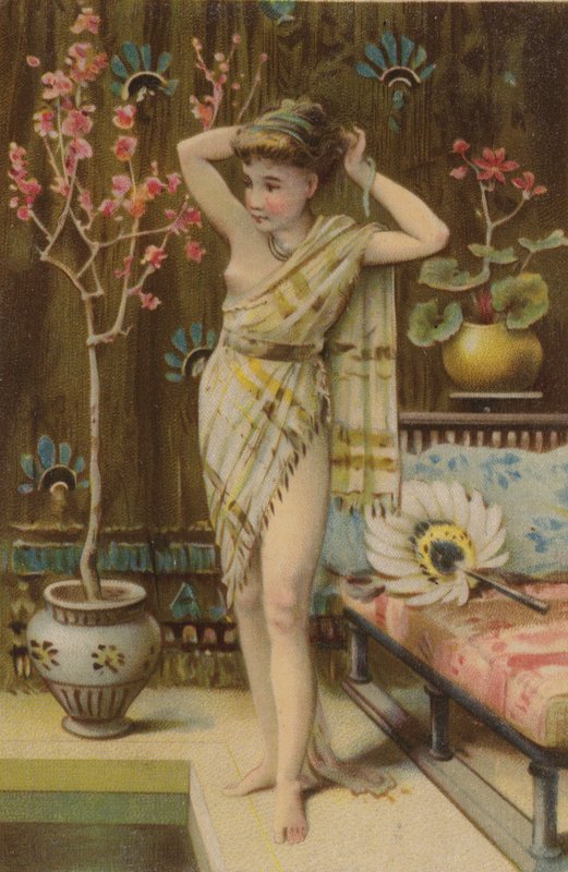Menina vestindo o cabelo (impressão colorida em seda) de English School