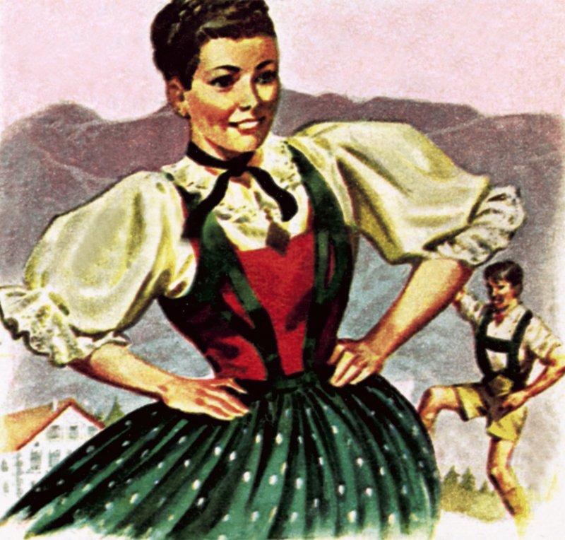 Menina no traje do Tirol austríaco de English School