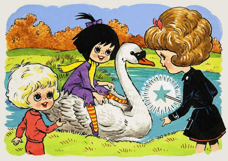 Menina, ligado, um, cisne de English School