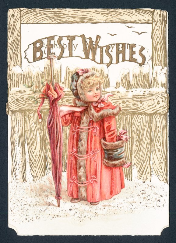 Menina que está na neve, cartão de Natal de English School