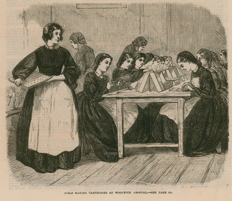 Meninas, fazer, cartuchos, em, Woolwich, arsenal de English School