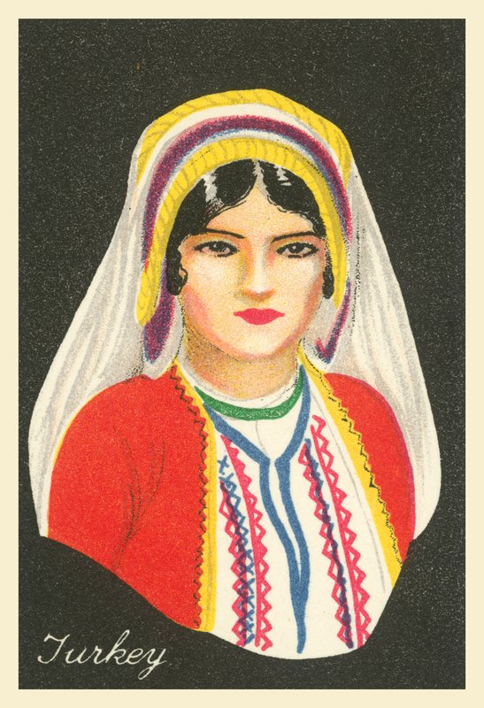 Raparigas de muitas terras: Turquia (litografia a cores) de English School