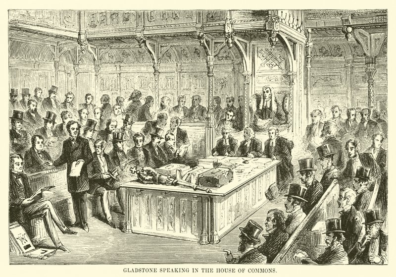 Gladstone falando na Câmara dos Comuns de English School