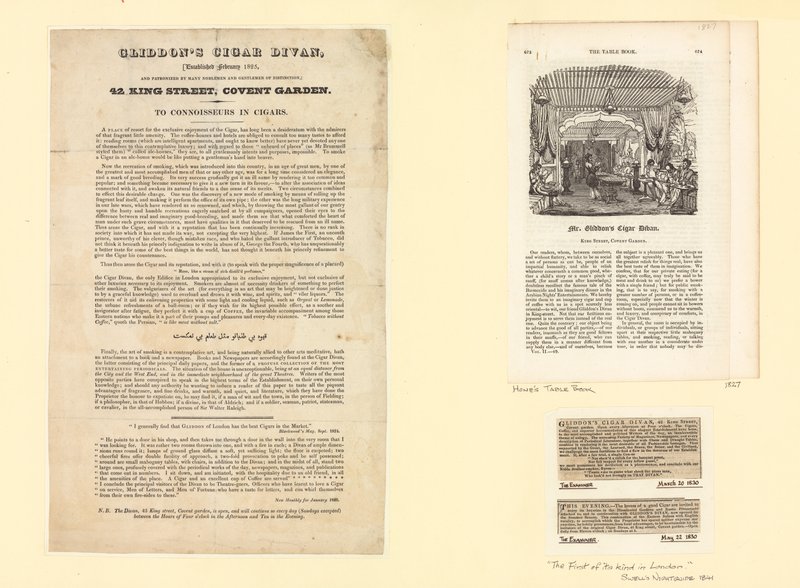 Gliddons Cigar Divan, fundado em fevereiro de 1825 de English School