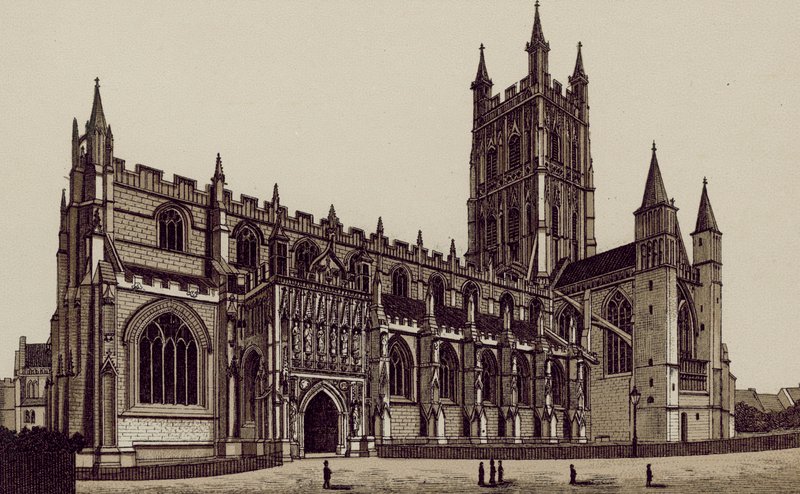 Catedral de Gloucester, vista do sudoeste (litografia) de English School