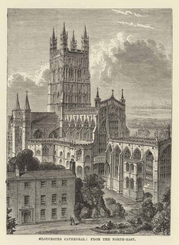 Catedral de Gloucester, do nordeste de English School