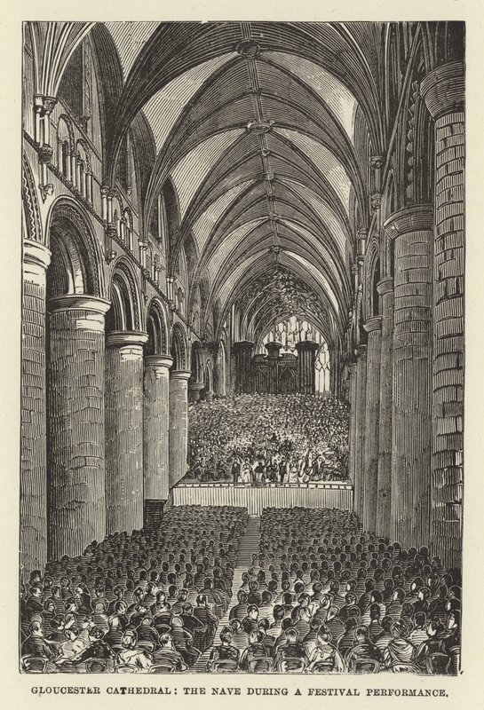 Catedral de Gloucester, a nave durante uma performance de festival de English School