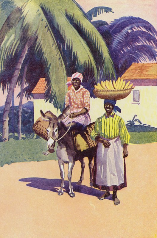 Ir ao mercado, Jamaica (litografia a cores) de English School